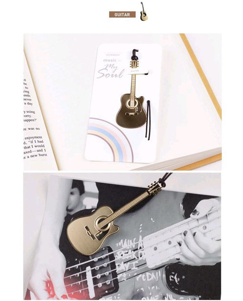 Bookmark Golden Metal Creative Bookmarks Wedding musical instrument Music Is My Soul Trumpet Violin Accordin Harp Guitar Piano Free Ship DHL