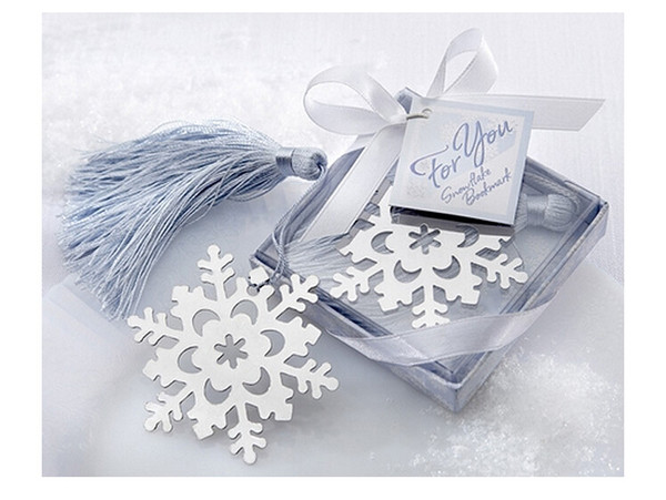 Silver Stainless Steel Bookmark snowflake Bookmarks 100 Sets Wedding Favors New fashion beautiful wedding party gifts Wedding Favors