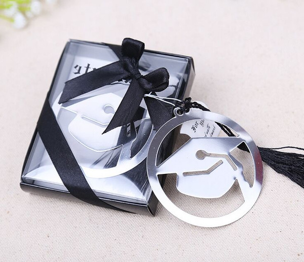 Hot Graduation Cap Metal Bookmark With Elegant Black Tassel Party Souvenirs Graduate Party Faovr Gifts For Guest