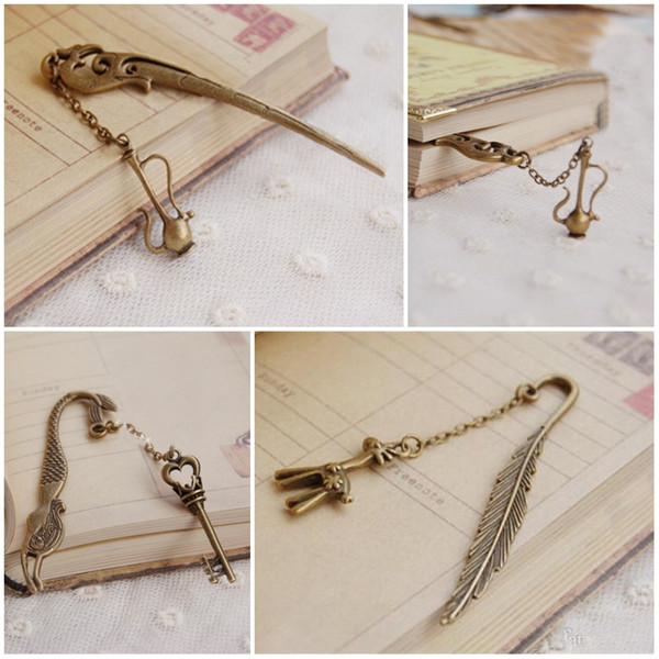 2016 Vintage Bronze Bookmarks Deer Flagon Leaf Bookmark Creative Metal Bookmarks For Book Notebook Chirstmas Birthday E660L