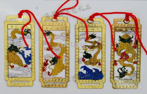 Dragon 4 Sets of Bookmarks Chinese style Gift Cloisonne Metal Copper Fashion Collectible Crafts for Wedding Birthday Christmas Party Favor