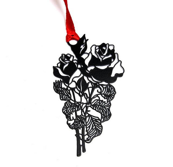 10pcs Stainless Steel Black Rose Bookmark Book card For Wedding Baby Shower Party Birthday Favor Gift Souvenirs