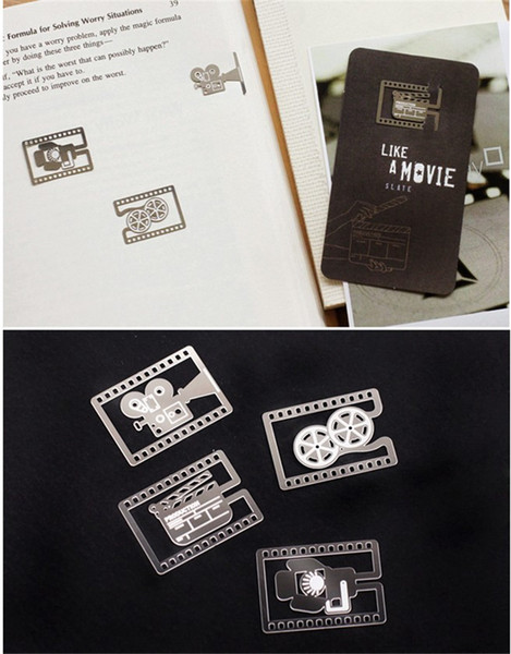 Bookmark Stainless Steel Bookmark Like a Movie Camera Film Reel Slate Movie Lighthing Wedding Metal Paragraph Creative Multi Designs