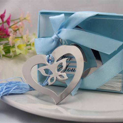 DHL Free Wedding favors gift silver stainless steel love heart shape with Butterfly Bookmark Baby Shower Souvenir