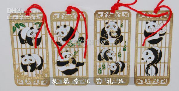 Panda 4 Sets of Bookmarks China style Cloisonne Metal Copper Decorated Collect Crafts Fashion Wedding Birthday Party Favor 10 sets/pack
