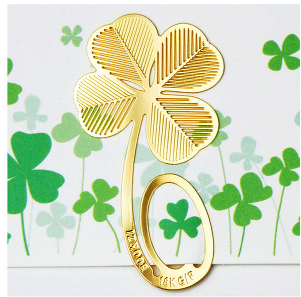 Lucky Grass paragraph bookmark Gold Plated Creative Stationery Hollow-out Metal Bookmarks Wedding Favor DHL Free Shipping