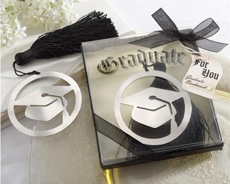 Silver Stainless Steel Bookmark doctorial hat Bookmarks With Tassels 100pcs Wedding Favors New fashion beautiful gift Wedding Favors