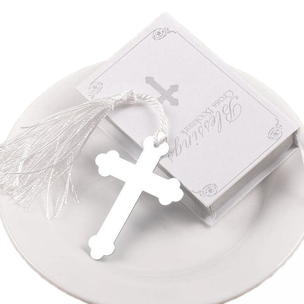 100PCS Silver Cross Bookmark Wedding Favors Bridal boda Baby Shower First Communion Gifts Souvenirs Recuerdos Para Bautizo