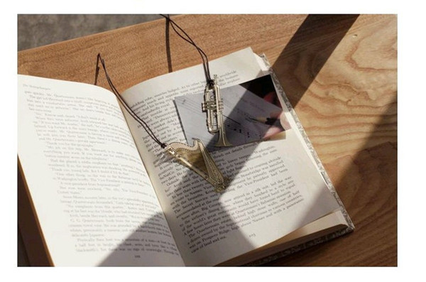Fashion 18K Gold Plated Bookmarks Wedding Golden Metal Paragraph Creative Bookmarks Wedding Supplies musical instrument Music Is My Soul