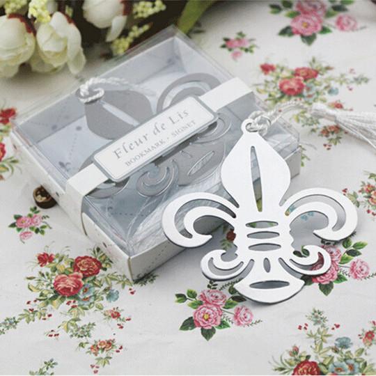 DHL Free 100pcs/lot wedding favors gifts stainless steel fleur-de-lis Bookmark Baby Shower souvenir flower-de-luce bookmark