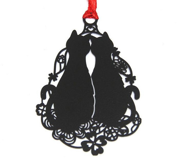 25pcs Stainless Steel Black Love Cat Bookmark Book card For Wedding Baby Shower Party Birthday Favor Gift Souvenirs