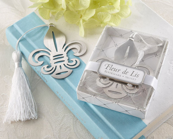 100pcs/lot Back to school gifts Fleur-de-Lis Metal Bookmark Unique Party Favors Chrome Bookmark For Guest Free 