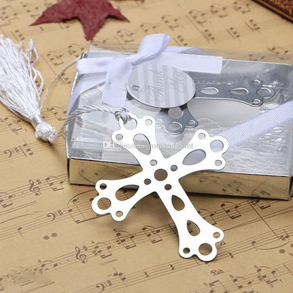 Special Design Silver Stainless Steel Cross Bookmark For Wedding Baby Shower Party Birthday Favor Gift+ DHL Free Shipping