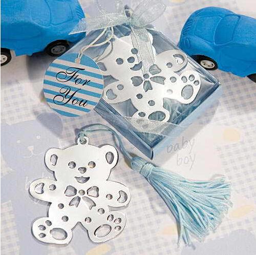 DHL Free wedding favors gifts stainless steel Little Cute bear Bookmark with tassel Baby Shower souvenir bookmark
