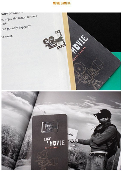Fashion Bookmark Stainless Steel Bookmark Like a Movie Camera Film Reel Slate Movie Lighthing Wedding Metal Paragraph Creative Multi Designs