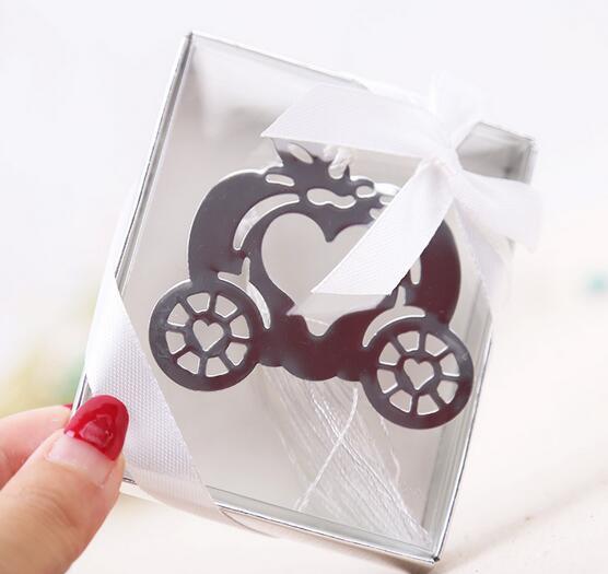 200pcs/lot High Quality Bridal Favor Gifts Pumpkin Carriage Design Bookmark 