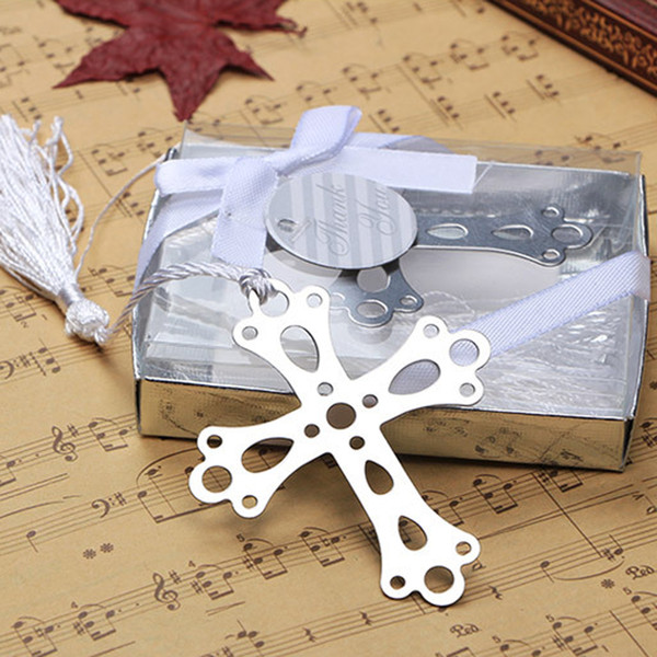 100pcs Cross Bookmarks For Baptism Birthday First Communion Party Favors Gifts For Guests Stainless Metal Baptism Gift 7x6cm
