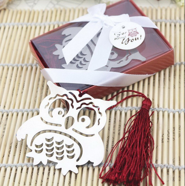 Silver Metal Hollow-out Tassel Owl Bookmark For Wedding Baby Shower Party Birthday Favor Gift Souvenirs DHL Free Shipping