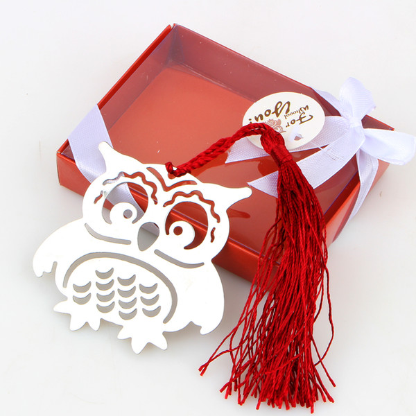 100pcs Silver Stainless Steel Owl Bookmark For Wedding Baby Shower Party Birthday Favor Gift Souvenirs Souvenir
