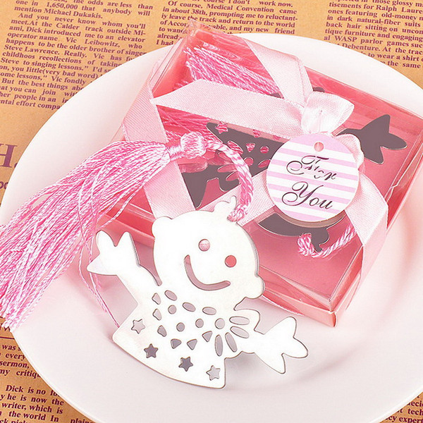 Blue Pink Kid Angel Metal Bookmark Wedding and Baby Shower Favors Gifts Wedding Party Supplies Bookmarks DHL Free Shipping