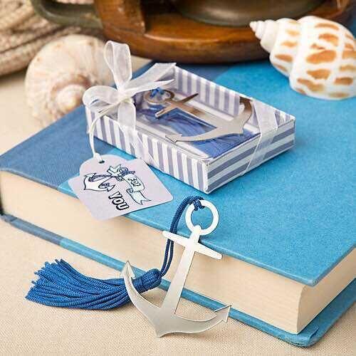 DHL 200pcs/lot Wedding Favors Baby Shower Gifts Anchor Bookmark With Blue Tassel