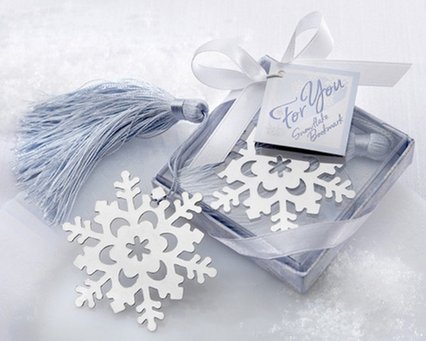 30pcs Silver Stainless Steel Snowflake Bookmark For Wedding Baby Shower Party Birthday Favor Gift souvenirs CS006