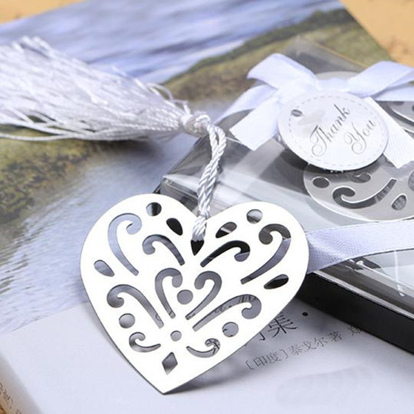 Silver Metal Hollow Heart Bookmark for Wedding Favors and Baby Shower Gift Gift Box Packing DHL Free Shipping