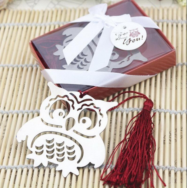 Silver Metal Hollow-out Tassel Owl Bookmark For Wedding Baby Shower Party Birthday Favor Gift Souvenirs DHL Free Shipping