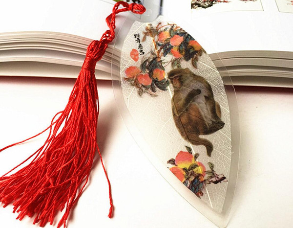 20pcs Natural Dried Leaf Veins Monkey Bookmark Book card For Wedding Baby Shower Party Birthday Favor Gift Souvenirs Souvenir