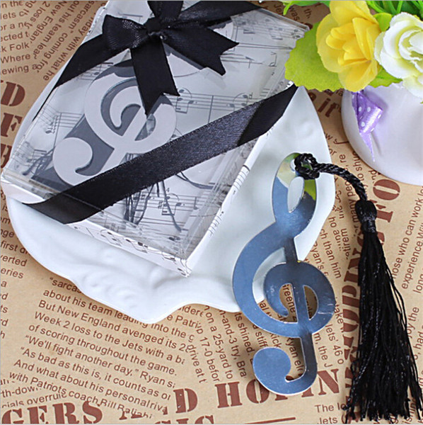 DHL Free Wedding favors gift stainless steel music note bookmark with tassel Baby Shower souvenir bookmark+DHL 