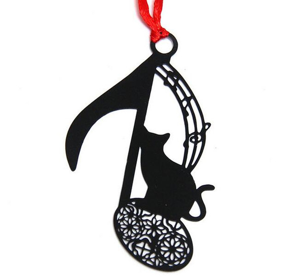 25pcs Stainless Steel Black Music Symbol Cat Bookmark Book card For Wedding Baby Shower Party Birthday Favor Gift Souvenirs