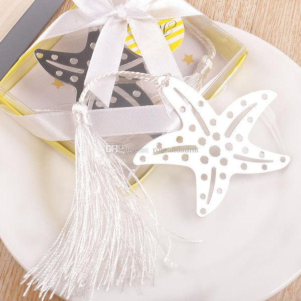 Sandy Beach Theme Stainless Steel Silver Starfish Bookmark Wedding Favors Baby Shower Gift + DHL Free Shipping