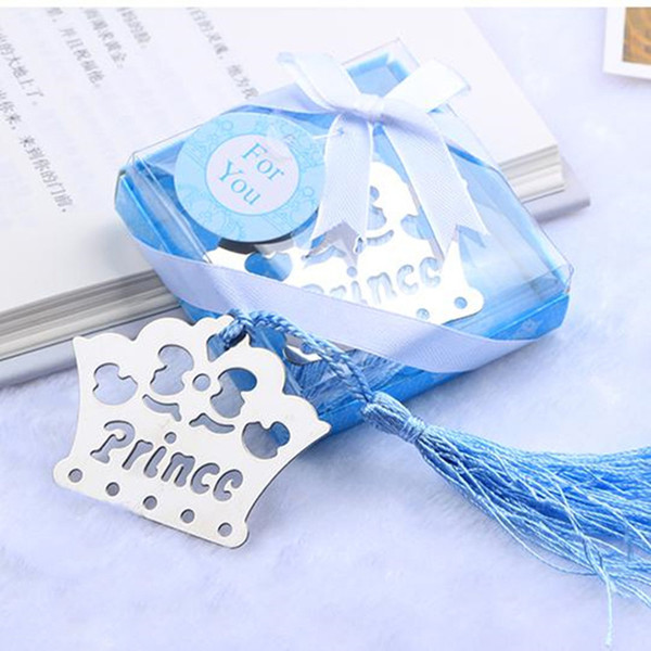 100PCS Prince Crown Bookmarks Wedding birthday Baby Shower Favor souvenirs For Guests Home Party Gift