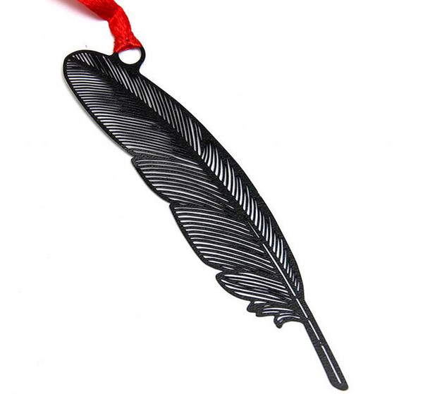 10pcs Stainless Steel Black Feather Bookmark Book card For Wedding Baby Shower Party Birthday Favor Gift Souvenirs