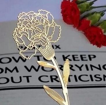 20pcs 18K Gold Plated Carnation Flower Bookmark Book card For Wedding Baby Shower Party Birthday Favor Gift Souvenirs Souvenir