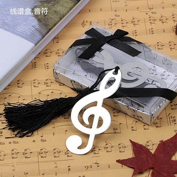 Music notation Bookmarks with black tassels Metal For wedding favor Baby Shower wedding party gifts + DHL Free Shipping