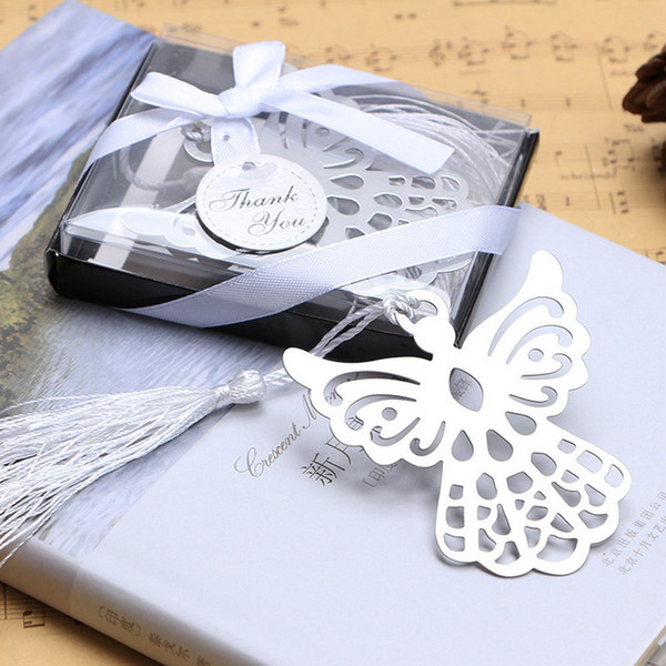 Stainless Steel Metal Hollow-out Angel Bookmark For Wedding Baby Shower Party Birthday Favor Gift + DHL Free Shipping