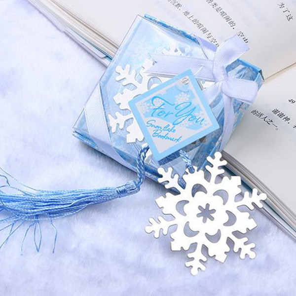 Silver Stainless Steel Snowflake Bookmark For Wedding Baby Shower Party Birthday Favor Gift souvenirs + DHL Free Shipping