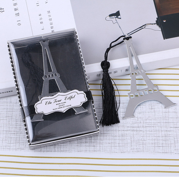 Metal Bookmarks sliver gift Tassels Stainless Steel Eiffel Tower Bookmarks stationary bookmark Wedding Favors Gift DHL 