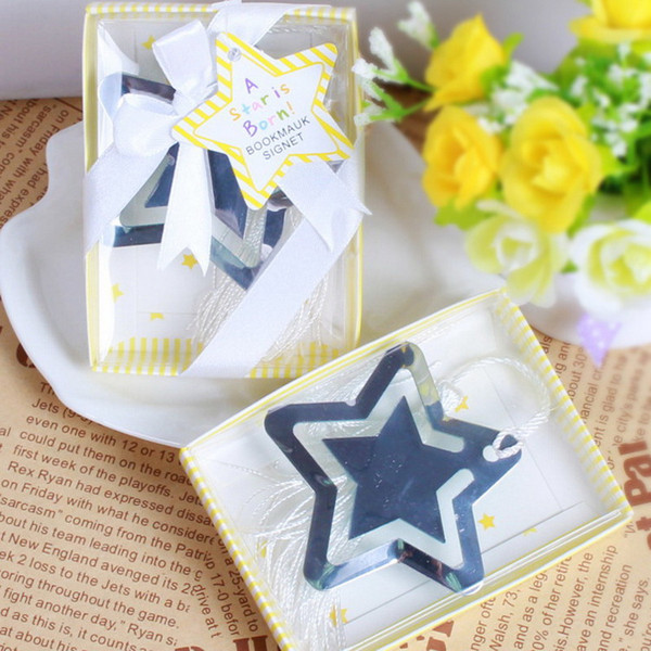 Hollowed Star Bookmark With White Tassel For Baby Shower Christening Wedding Favor Home Party Favor Gift Box DHL Free Shipping
