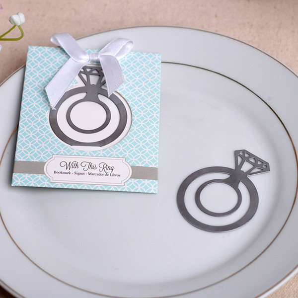 Silver Color With This Ring Metal Bookmark Diamond Ring Shape Bookmark Wedding Baby Shower Party Birthday Favor Gifts + DHL Free Shipping