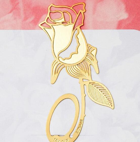 20pcs 18K Gold Plated Rose Flower Bookmark Book card For Wedding Baby Shower Party Birthday Favor Gift Souvenirs Souvenir