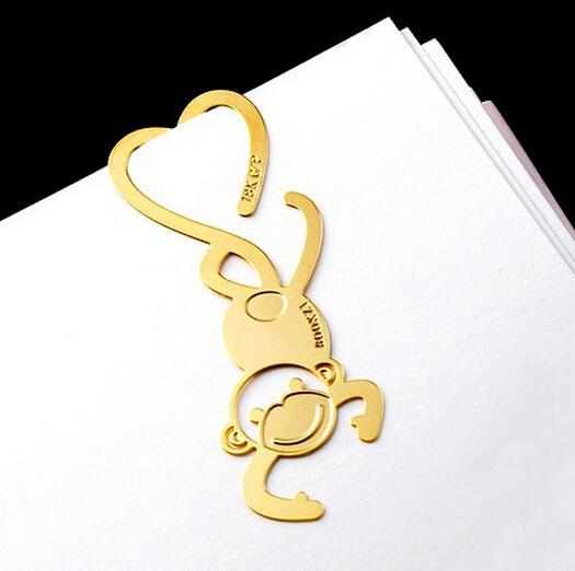 20pcs 18K Gold Plated Monkey Bookmark Book card For Wedding Baby Shower Party Birthday Favor Gift Souvenirs Souvenir