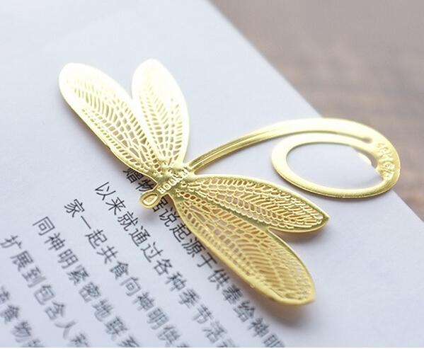 20pcs 18K Gold Plated Dragonfly Bookmark Book card For Wedding Baby Shower Party Birthday Favor Gift Souvenirs Souvenir