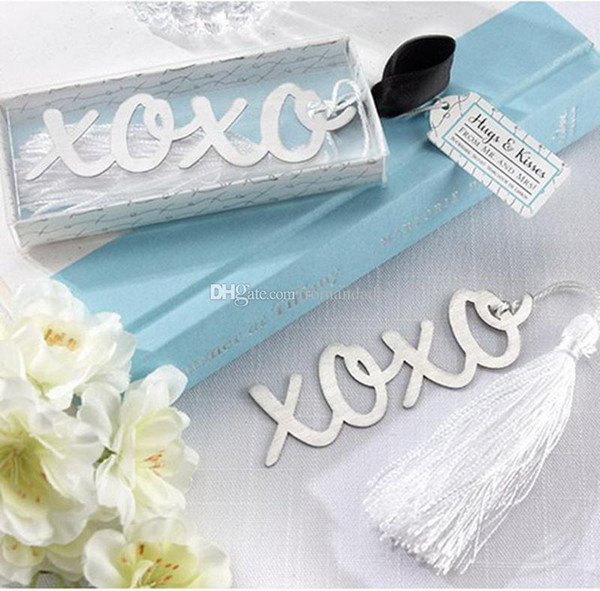 Creative Hollow-out XO tassel Metal Bookmark Festival Wedding Favor Baby Shower Party Xmas Gift DHL Free Shipping