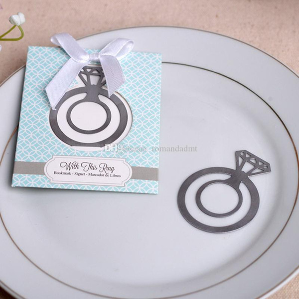 Silver Color With This Ring Metal Bookmark Diamond Ring Shape Bookmark Wedding Baby Shower Party Birthday Favor Gifts + DHL Free Shipping