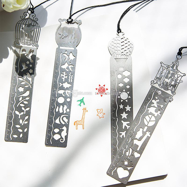 Ruler Bookmark Hollow-out Miniature Metal Bookmark Creative Lovely Multifunctional Wedding Favor Baby Shower Party Gifts DHL 