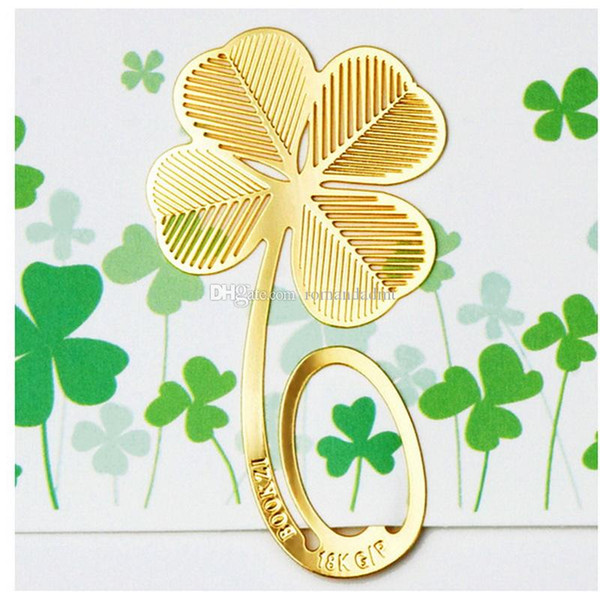 Lucky Grass paragraph bookmark Gold Plated Creative Stationery Hollow-out Metal Bookmarks Wedding Favor DHL Free Shipping