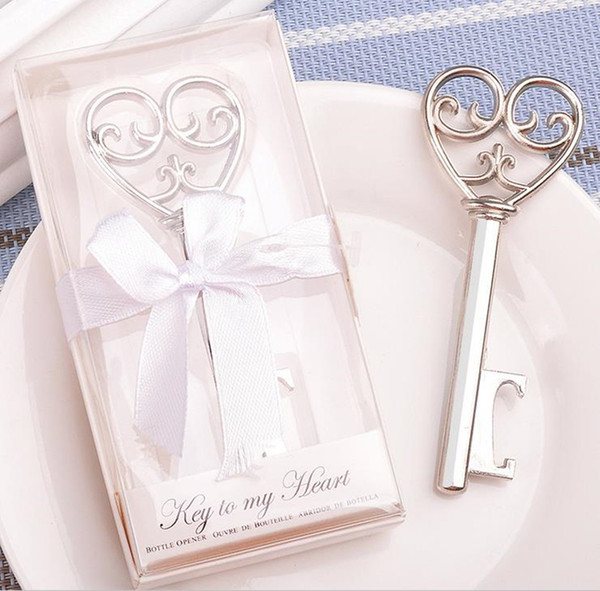 Hot selling Heart Bottle Opener in White Gift box 100PCS peculiar new 'key to my heart' Bottle Opener wedding favor JF-572