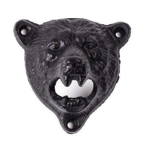 50pcs/lot Black Cast Iron Beer Opener Wall Mounted Beer Opener Durable Cute Bear Design Opener For Home 